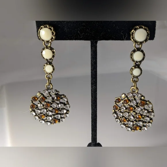Costume Amber and crystal earrings - Picture 4 of 5